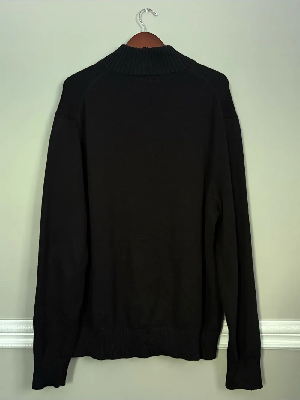 Polo Ralph Lauren Black Cotton 3 Button Mock Neck Sweater XXL Purple Pony
